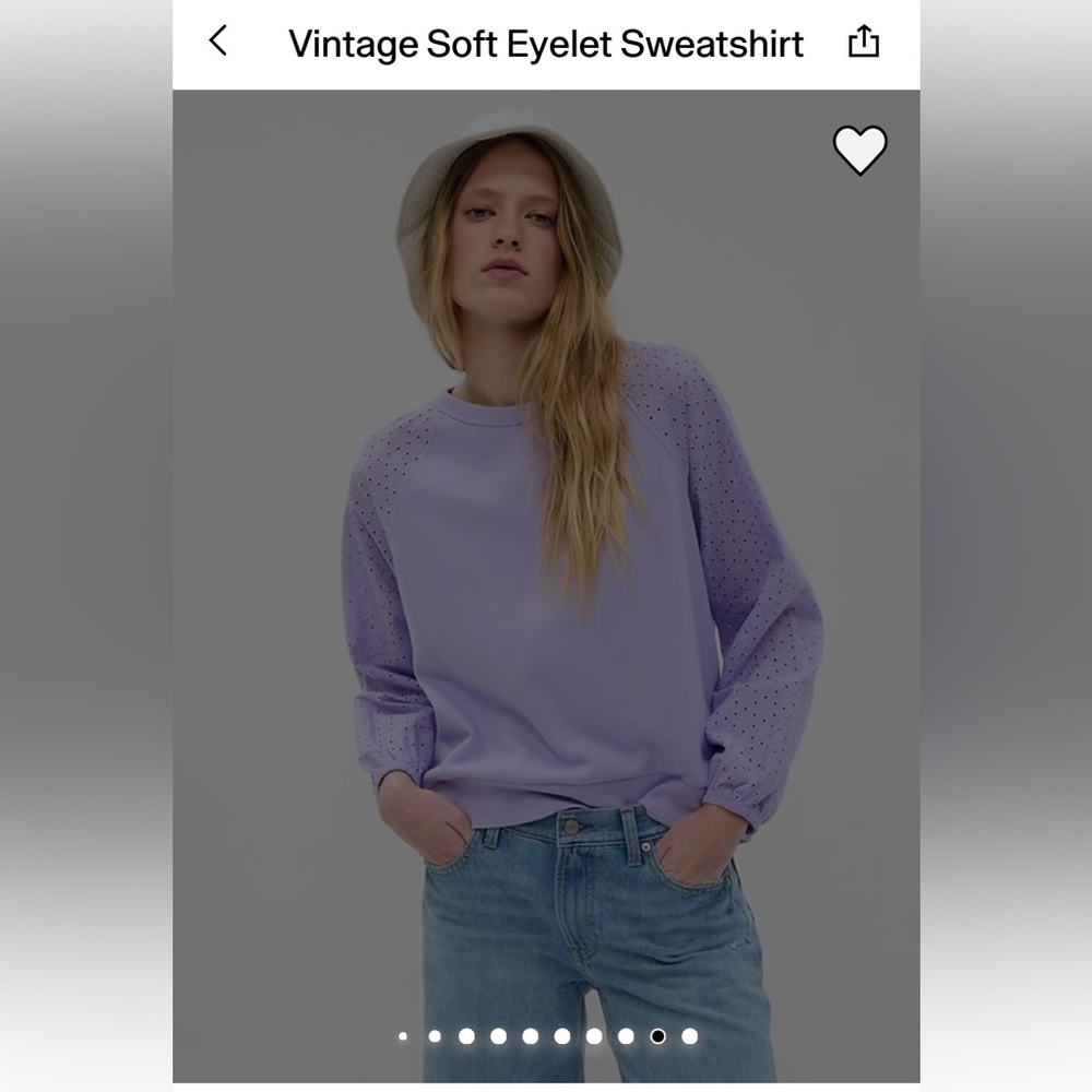 Gap Lilac Soft Eyelet sleeve sweatshirt size L